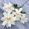 Nuevas Flores Artificiales Transfronterizas Dalia de 4 Cabezas Decoración de Arreglos Florales para Escena de Banquete de Boda Flores Falsas Flores de Seda al por Mayor