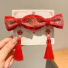 Pinza para el pelo de niña pequeña León Danzante Hanfu Borla Año Nuevo Accesorio para el pelo Peluca Princesa Lazo Adorno para el pelo Pinza para el pelo de niños
