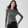Suéter de punto ajustado para mujer, nueva colección otoño/invierno 2026, básico de cuello redondo, mezcla de cachemir, versátil, acanalado y adecuado como capa base