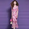 Vestido Floral Original de Seda de Morera Fei Meng Yi para Mujer, Verano, Ligeramente Maduro, Seda de Alta Gama, Ceñido a la Cintura, Falda de Sirena