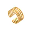 Anillo abierto ajustable de acero inoxidable hueco estilo europeo y americano para mujer, doble capa, temperamento, personalidad, diseño de nicho, anillo para el dedo