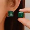 Brincos Quadrados com Esmalte Gotejado Vintage Argola de Orelha Minimalista Francesa Design com Sensação de Alto Padrão Joia de Orelha Versátil para Mulheres