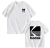 Camiseta Gráfica Logo Arco-Íris Abertura Câmera Kodak Masculina Algodão Vintage Street Preta 2026 Nova