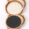 Bandeja Redonda de Rattan con Dos Asas en Forma de Concha para Almacenamiento, Bohemio Hecho a Mano, Rattan Tejido, Accesorios para Postres, Snacks y Horneado