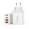 Carregador Rápido Multi-Portas de Quatro Portas GaN Pd55W para Celulares Apple, Carregamento Rápido USB 3.1A 2A2C