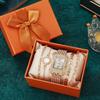 5 piezas/set Moda para Dama Estrellas Incrustadas de Diamantes Cintura Pequeña Hombre Correa de Acero Reloj de Cuarzo Pulsera Joker de Instagram Regalo