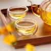 Taza de té de vidrio de doble capa resistente al calor, taza para degustación de té, taza de té al vacío, taza de doble capa anti-quemaduras, taza para té de flores