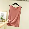 Colete sem Manga de Modal para Mulheres, Estilo Fino de Primavera e Verão, Camiseta Básica Lisa sem Manga, Top Solto Plus Size