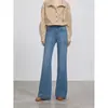 JOCORBEJeans de tiro alto de pierna recta con microcampana y elasticidad en cuatro direcciones para mujer, nuevo estilo primavera y otoño, holgados y largos hasta el suelo