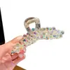 Grampo de Cabelo de Cristal Artesanal de Alta Qualidade com Design de Linha de Pesca, Presilha Premium para Cabelos Grossos, Acessório de Cabelo Feminino para a Parte de Trás da Cabeça, Novo Estilo Presilha Tubarão