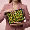 Bolsa de Maquillaje con Estampado de Girasol Transfronteriza para Mujer, Neceser de Malla Portátil, Bolsita Simple de Almacenamiento para Artículos Varios y Maquillaje