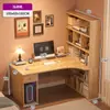 Escritorio para estudiantes, escritorio de estudio en casa, escritorio de computadora para dormitorio, escritorio de escritorio para estudiantes de secundaria y preparatoria, estantería y librero integrados