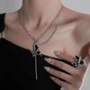 Collar de Mariposa Encantada Negro Personalizado para Mujer Nueva Moda Sensación de Alta Gama Temperamento Cadena Clavícula Diseño Nicho Estilo Frío Cadena para el Cuello