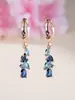 Pendientes Geométricos Largos de Marquesa con Aguamarina y Diamante Transfronterizos Europeos y Americanos, Modernos y de Alta Gama Elegantes, Modelos Populares de Venta Caliente