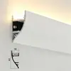 Luz de rodapé LED de sobrepor Sala de estar luz linear invisível Luz linear sem ranhura de liga de alumínio Luz de lavagem de parede emissora para cima e para baixo
