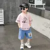 Roupa de Verão para Meninos 2026 Novo Estilo Roupas Infantis Casuais Estilo Coreano Roupas de Verão para Meninos Roupa Infantil de Manga Curta para Bebê