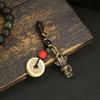 Latão Sanxingdui Dali Homem Artesanato Carro Chaveiro Pingente Retro Velho Homens e Mulheres Bolsa Pingente Cinco Imperador Dinheiro