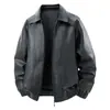 TransfronterizoChaqueta nueva de cuero PU para hombre, estilo workwear retro americano, resistente y relajada, estilo old money, simple de calle
