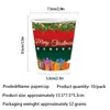 Set de Vajilla Desechable Navideña Platos de Papel Vasos de Papel Cuchillo Tenedor Cuchara Servilleta Mantel Impermeable a Prueba de Aceite Sin Lavar Fiesta Venta al por Mayor
