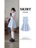 Vestido Azul Sem Manga para Mulheres, Lindo Vestido Curto de Verão, Vestido Curto Dopamina Linha A Cintura Marcada, Dá a Impressão de Emagrecer Quando Usado