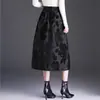 Moderna falda midi con estampado floral jacquard para mujer, nueva colección otoño 2026, de cintura alta, estiliza, elegante y juvenil