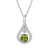 Collar Europeo y Americano Transfronterizo de Plata de Ley S925 Forma de Gota de Agua Amazon Doce Piedras de Nacimiento Forma de Pera Cadena Versátil para Clavícula Colgante