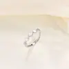 Anel de Prata Esterlina S925 Brilhante de Trevo de Quatro Folhas para Mulheres, Simples e Versátil, Fashion, High-End, Anel Aberto Ins Venda por Atacado