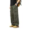 Overoles Talla Grande para Hombre Primavera y Otoño Marca de Moda Pierna Ancha Pantalones Casuales Pierna Ancha Verde Militar Pantalones Talla Grande