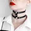 YSF Harajuku Punk Japonés Club Nocturno Chica Suave Gargantilla Negra de Cuero PU para Mujer con Correa para Clavícula