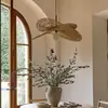 Lámpara de araña de estilo silencioso para sala de estar Restaurante de estilo japonés Rattan retro Cuerda de cáñamo Lámpara de araña de nuevo estilo chino Zen para sala de té y dormitorio Casa de huéspedes