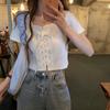 Vestido de verano para mujer, camiseta blanca, nuevo diseño 2023, manga corta, popular en internet, top corto con ombligo para mujer