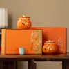 Festival de Mitad de Otoño Jarra de Almacenamiento Cerámica Festiva Caja de Empaque para Té Caja de Regalo Vacía Té Negro Jinjunmei Té de Roca Caja de Regalo para Té