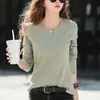 Ropa de Primavera y Otoño 2021 estilo coreano camiseta de manga larga para mujer corte ajustado adelgazante camiseta interior de color liso más juvenil