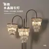 Accesorios de Boda Estilo Europeo Candelabro de Hierro Forjado y Cristal Soporte para Pasillo Salón de Bodas Tiras de Cristal de Hielo para Piso Lámpara de Concha Decoración de Hotel