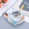 Cuchara de café de acero inoxidable japonés con forma de rosa, cuchara creativa para niños, cuchara dorada para regalo de boda, cuchara para mezclar postres