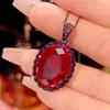 Nuevo Set Huabi Joyería 2025 Base de Cobre Chapado en Oro Corindón Rojo Simulado de Alto Grado Forma de Huevo para Mujer Piedra 15*20