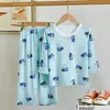 Pijamas de Verão Infantis, Roupa de Casa para Meninos, Conjuntos de Manga Longa e Calça Comprida para Meninas, Roupas de Ar Condicionado para Crianças, Conjuntos Infantis de Manga Três Quartos