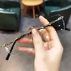 Nuevas Gafas Sin Montura Artísticas de Moda Retro Unisex Marco de Gafas Ultraligero Adecuado para Lentes Graduados Marco de Titanio Luz Antiazul