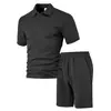 Conjunto de Camisa Polo de Manga Corta para Hombre Estilo Europeo 2026 Verano Nuevo Conjunto Casual de Shorts para Vacaciones