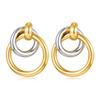 Brincos de Argola Dupla Cruzados em Contraste de Cor Dourado e Prata com Novo Design Europeu e Americano, Brincos de Cobre Banhado da Moda Leve e Luxuosos para Mulheres