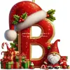 Novos Enfeites de Natal Pendentes Decorações Planas para Árvore de Natal Chapéu Vermelho Letra Inicial com Decoração de Letra Personalização Personalizada