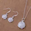 Comercio exterior joyería al por mayor juego de pendientes y collar chapado en plata de ley 925 rosa moda europea y americana