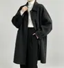 Abrigo de Lana Suli Manga Murciélago Estilo Coreano Oversize Doble Cara Otoño Solapa de Muñeca Gruesa Holgado Abrigo