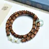 Pulseira de Bambu Esculpida em Jacarandá Preto com Pingente de Lótus DIY Simbolizando Progresso Contínuo, Pulseira de Novo Design Estilo Chinês para Mulheres