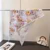 Pañuelo Triangular Floral Ligero, Chal con Estampado de Seda Sintética para Protección Solar, Pañuelo con Lazo a la Cintura, Bufanda para el Cuello, Pañuelo para la Cabeza, Bufanda para Mujeres