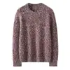 Suéter de punto de cachemira 100% de doble hebra para mujer, cuello redondo, cálido, simple, versátil, top holgado para invierno
