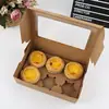 Caixa de Embalagem para Cupcake 2 Peças 4 Peças 6 Peças Janela Papel Kraft Caixa para Bolo Cakebox