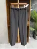 Pantalones de rayas de bambú, de principios de otoño, de alta gama, con raya central, de cintura alta, elegantes, de nueve puntos, tipo cigarrillo para mujer, versátiles y estilizados, de pierna recta