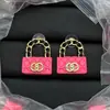Aretes Doble C Estilo Chanel para Mujer, Aretes de Botón con Forma de Corazón Tachonados con Diamantes Rosas, Accesorios para Orejas Chanel con Forma de Corazón, Aretes de Aguja Plateada