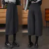 Pantalones de pierna ancha de lana gruesa, forrados de polar y a la moda para mujer, nuevo estilo de invierno, de cintura alta, adelgazantes, de longitud corta, corte bootcut y diseño de pierna curva.